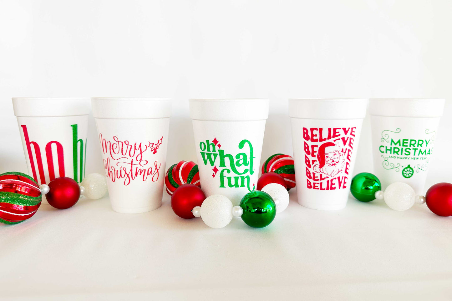 Two Funny Girls - Christmas Styrofoam Cup 10 Pack (Oh What Fun)