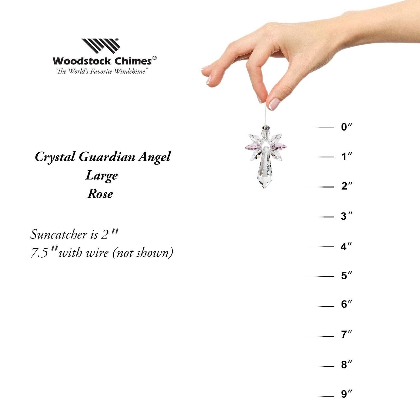 Woodstock Chimes - Crystal Guardian Angel™ - Large, Rose