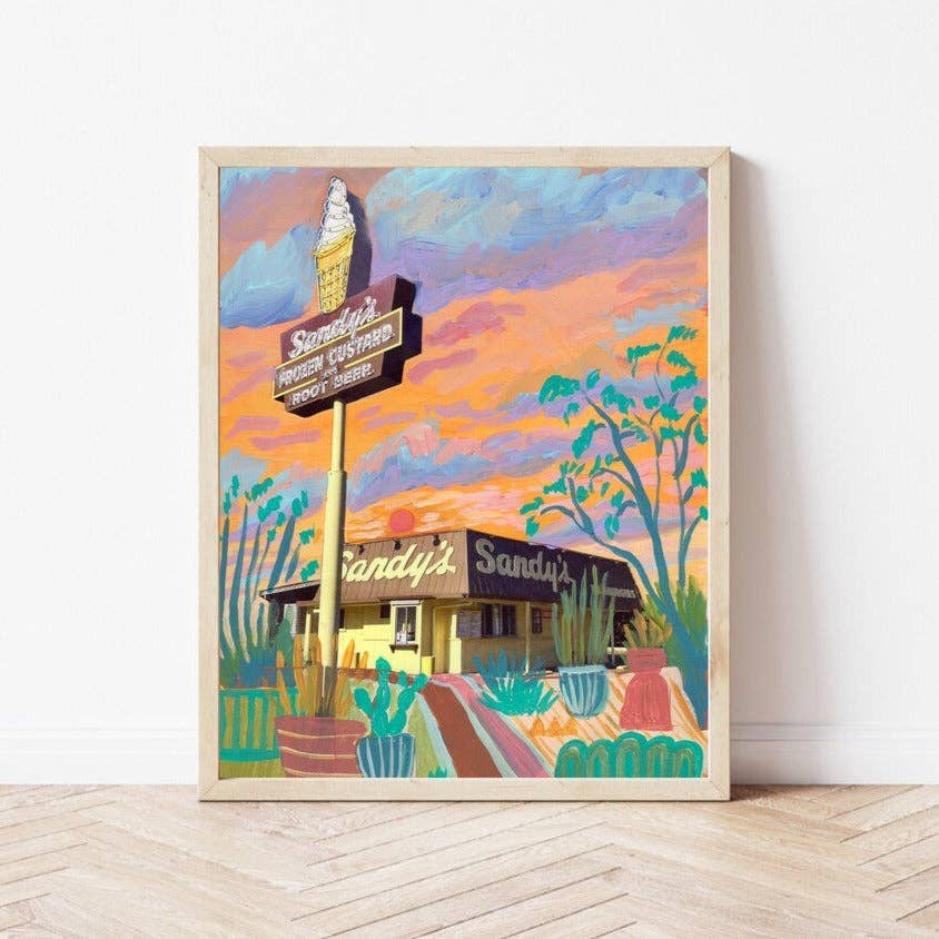 El Baker Art - Sandy's Austin Texas Print - 8×10