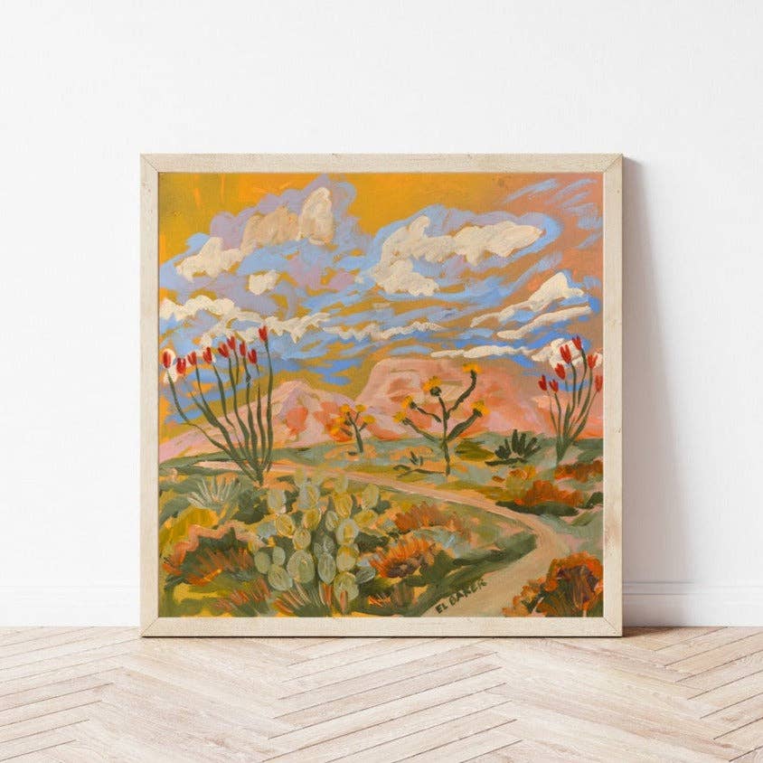 El Baker Art - Yellow Southwestern Desert Landscape Print - 8×10