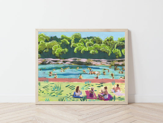 El Baker Art - Colorful Barton Springs Swimming Print - 8×10