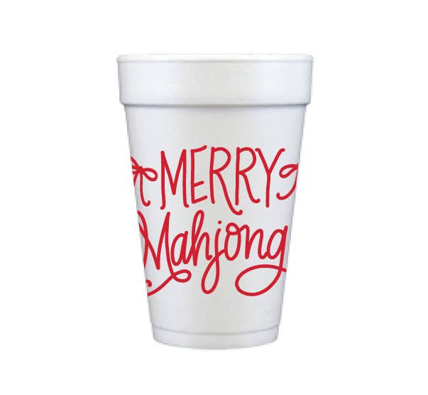 Natalie Chang - Merry Mahjong | Christmas Cups & Napkins (ALL) - NAPKINS | LIGHT BLUE with Green Matte Foil (25 per package)