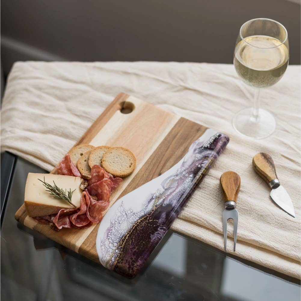 Lynn & Liana Designs - Small Wood and Resin Cheese Board / Charcuterie Board - Onyx