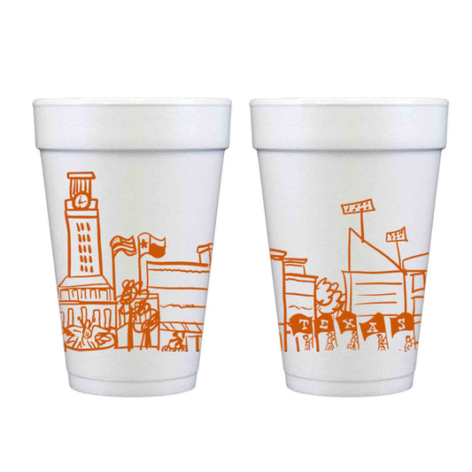 Two Funny Girls - Foam Cup 10 Pack { University of Texas Skyline - Austin}