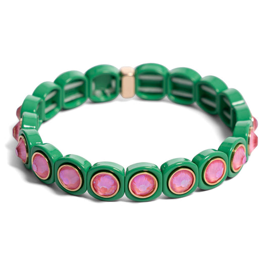 Malibu Sugar - Aspen Jewel 2024 Bracelet Assortment - Emerald Green w/ Pink Stones