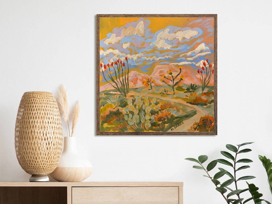 El Baker Art - Yellow Southwestern Desert Landscape Print - 8×10