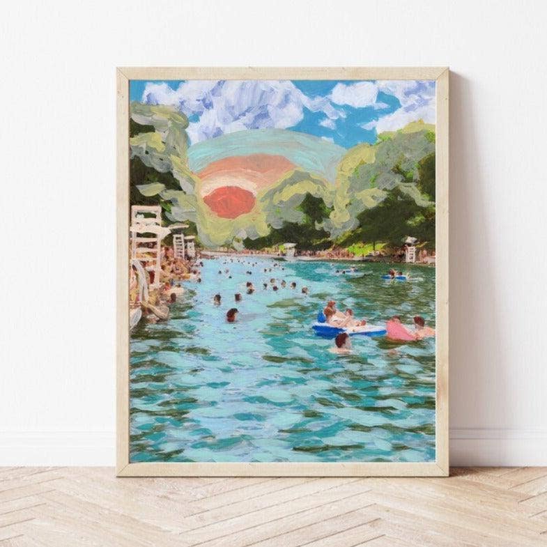 El Baker Art - Austin Texas Barton Springs Print - 8×10