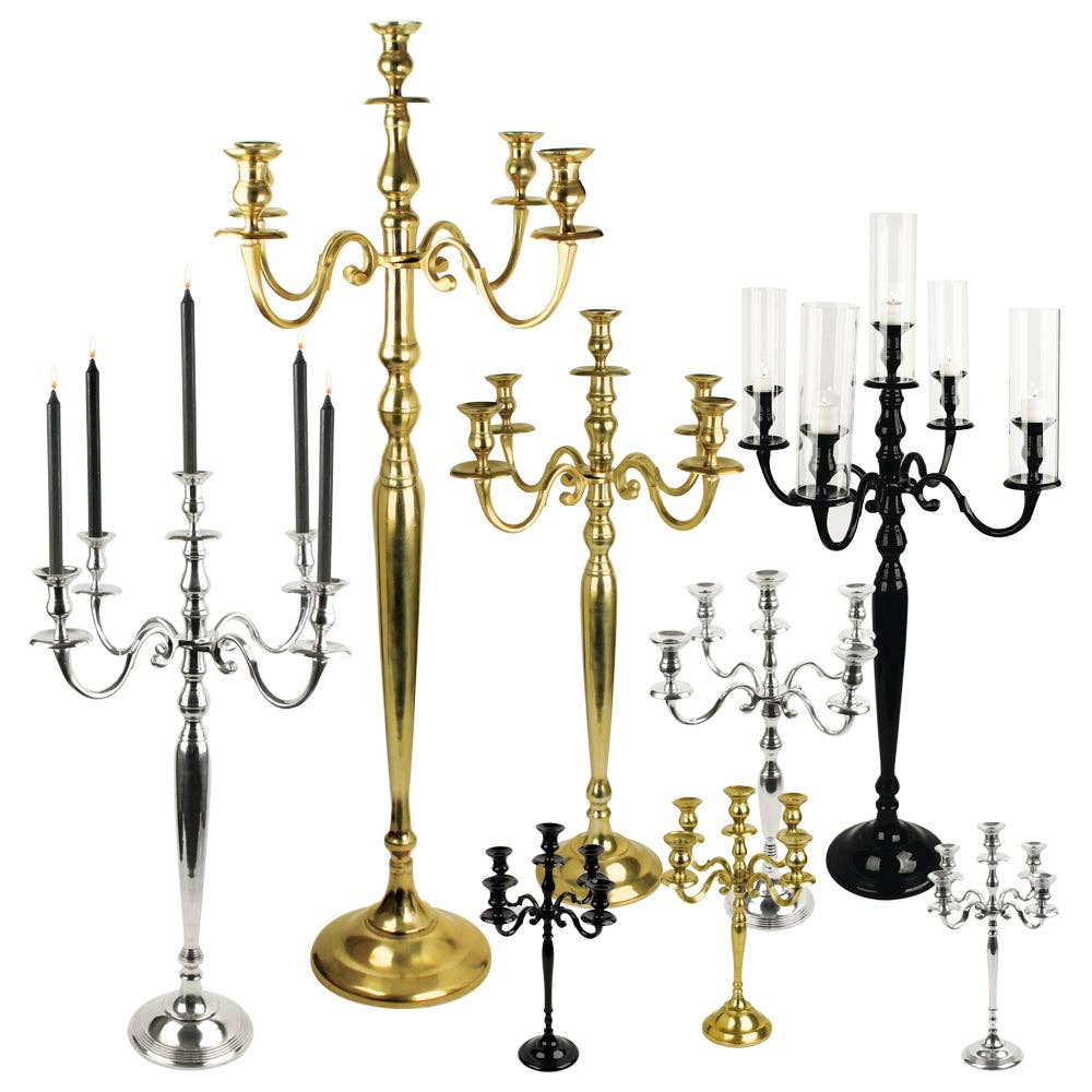 Galore Home - 24" 5 Arm Candelabra Metal Candle Holder - 3-1503BK1 H - 24" D- 17"