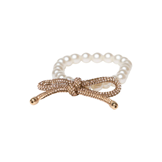 Malibu Sugar - Pearl & Rhinestone Bow Bracelet Collection - 3 Colors! - Gold