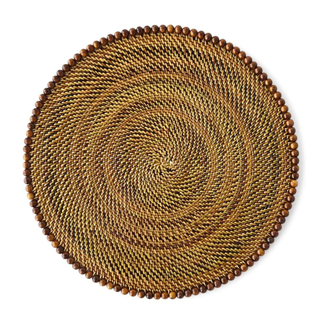 CALAISIO ROUND PLACEMATS WITH WALNUT BEADS