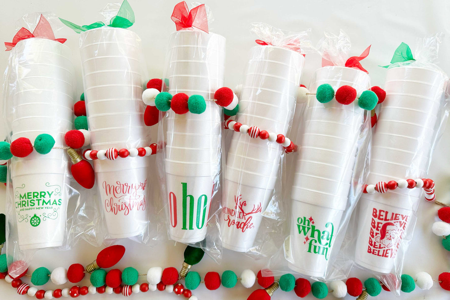 Two Funny Girls - Christmas Styrofoam Cup 10 Pack (Oh What Fun)