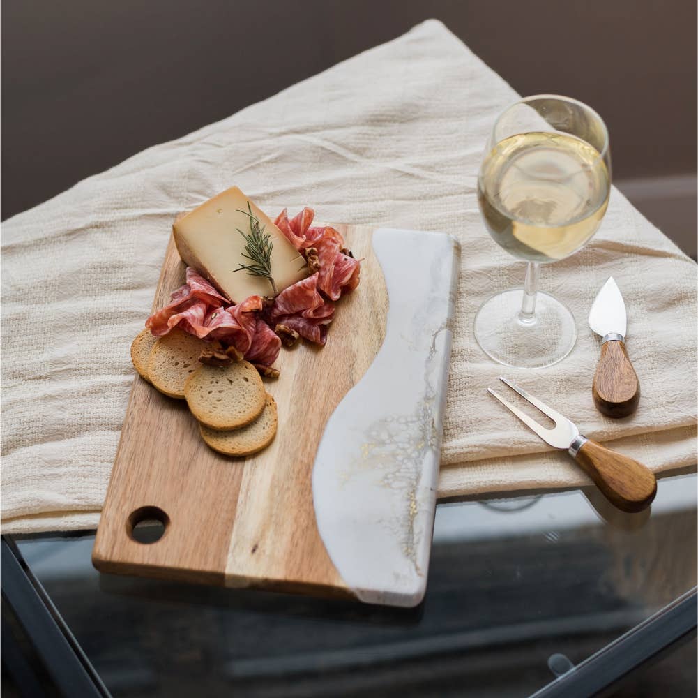 Lynn & Liana Designs - Small Wood and Resin Cheese Board / Charcuterie Board - Onyx