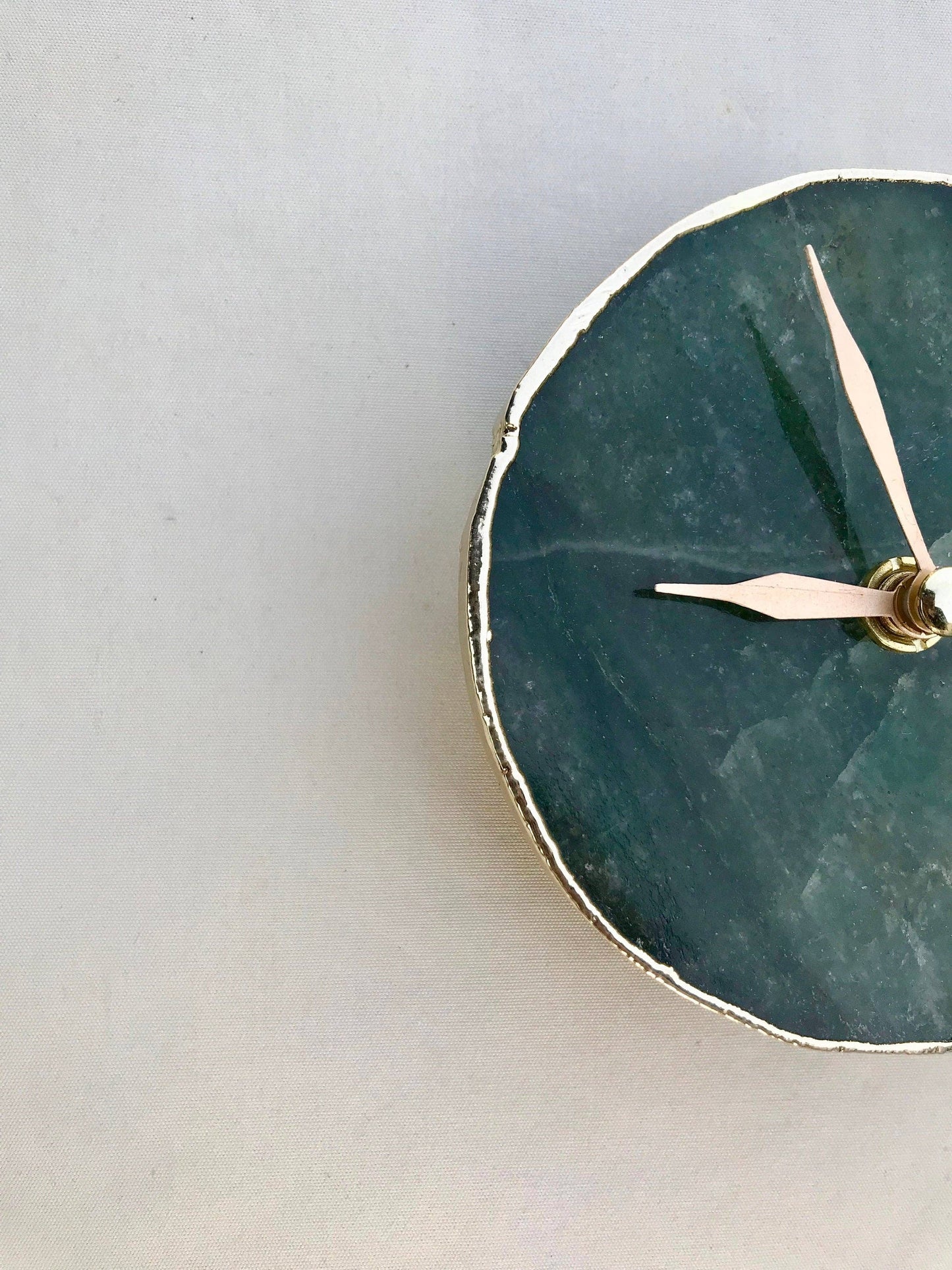 The Tangerine Store - Sage Green Agate Desk/Wall Clock/Personalised Momento - Gold / No