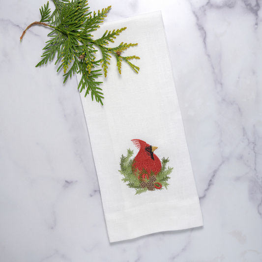 Arte Italica & Crown Linen Designs - Christmas Cardinal Towel - New Christmas/Holiday