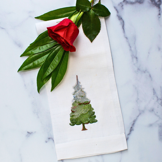 Arte Italica & Crown Linen Designs - Snowy Pine Linen Towel - Christmas