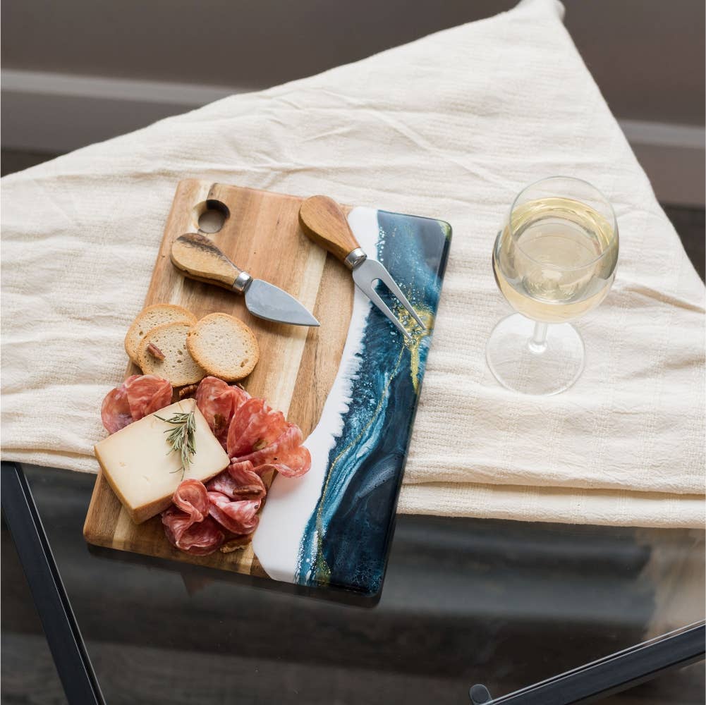 Lynn & Liana Designs - Small Wood and Resin Cheese Board / Charcuterie Board - Onyx