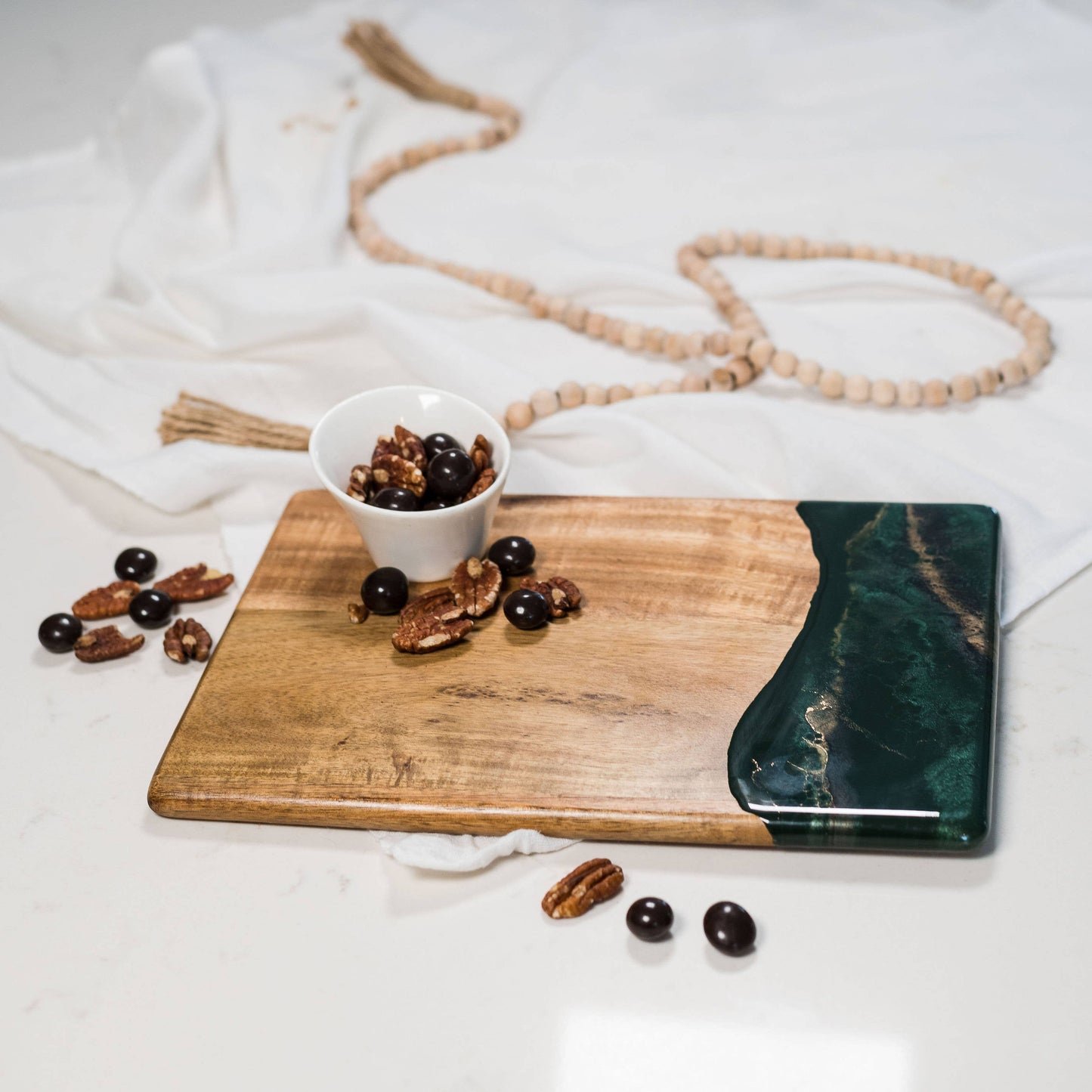 Lynn & Liana Designs - Wood and Resin Promo Cheese Board / Charcuterie Board - Marble