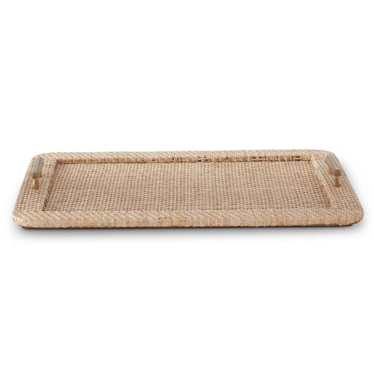 Rattan Tray with Metal Handles