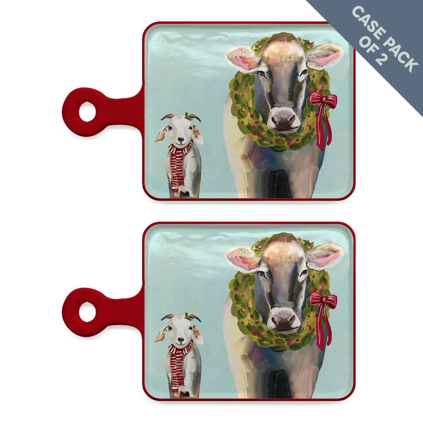 GreenBox Art - Holiday - Festive Cow - 2 Units Cheese Board (RTS)