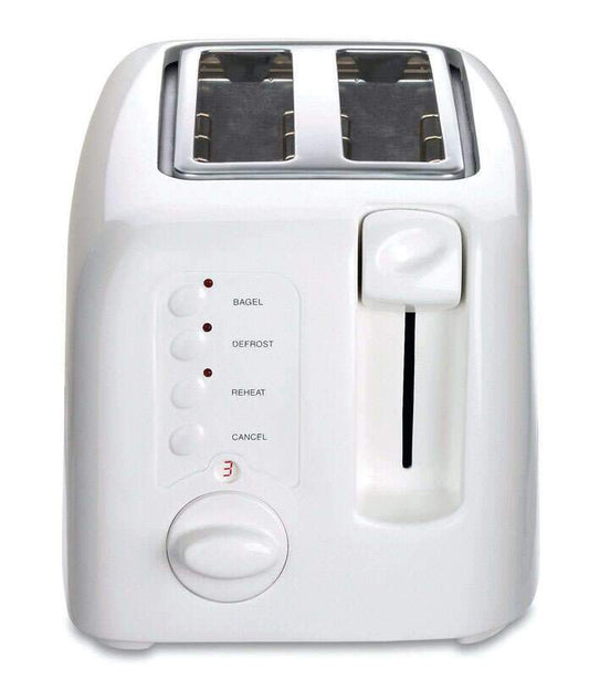 Plastic White 2 Slot Toaster