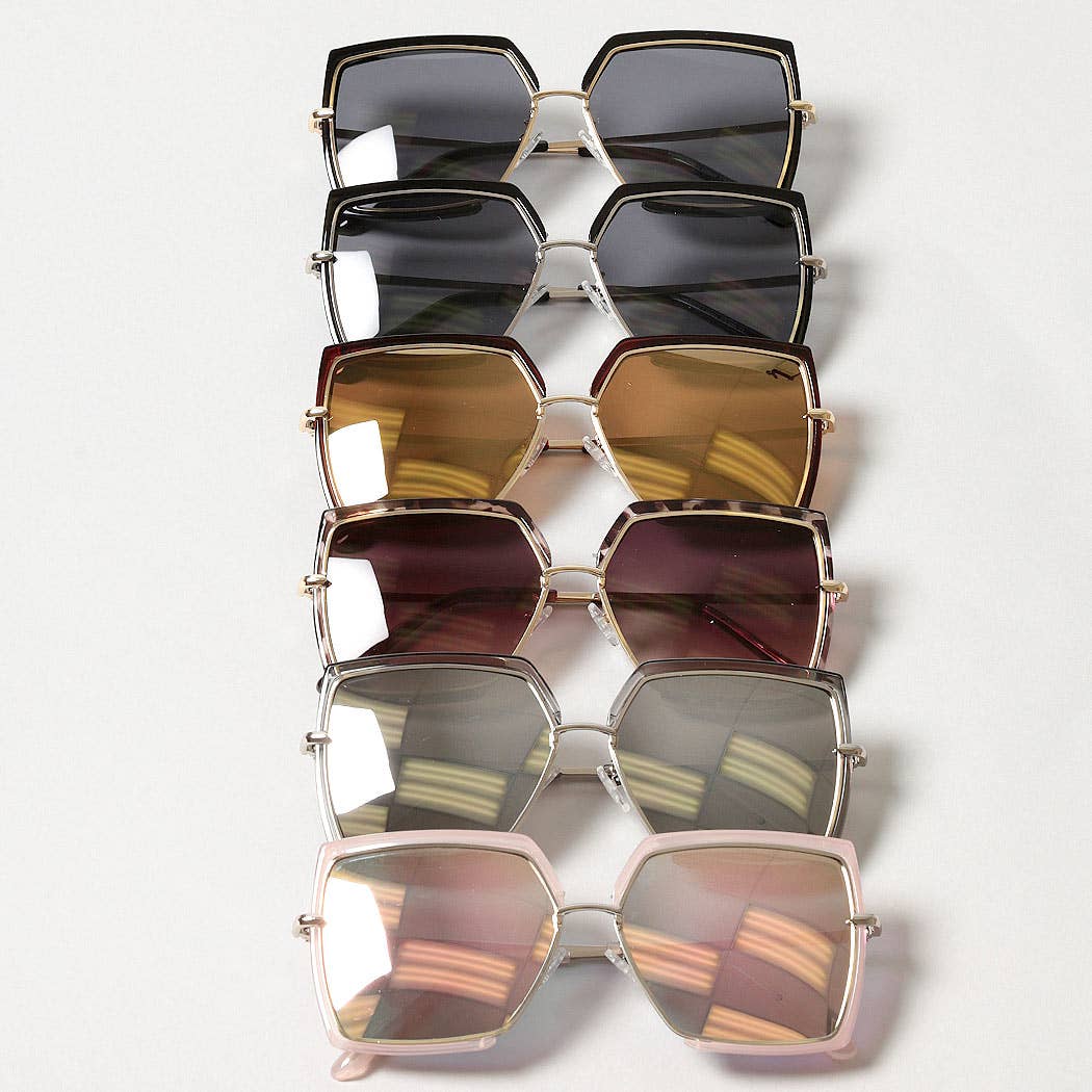 Fashion City - Women's Oversized Square Mirrored Sunglasses