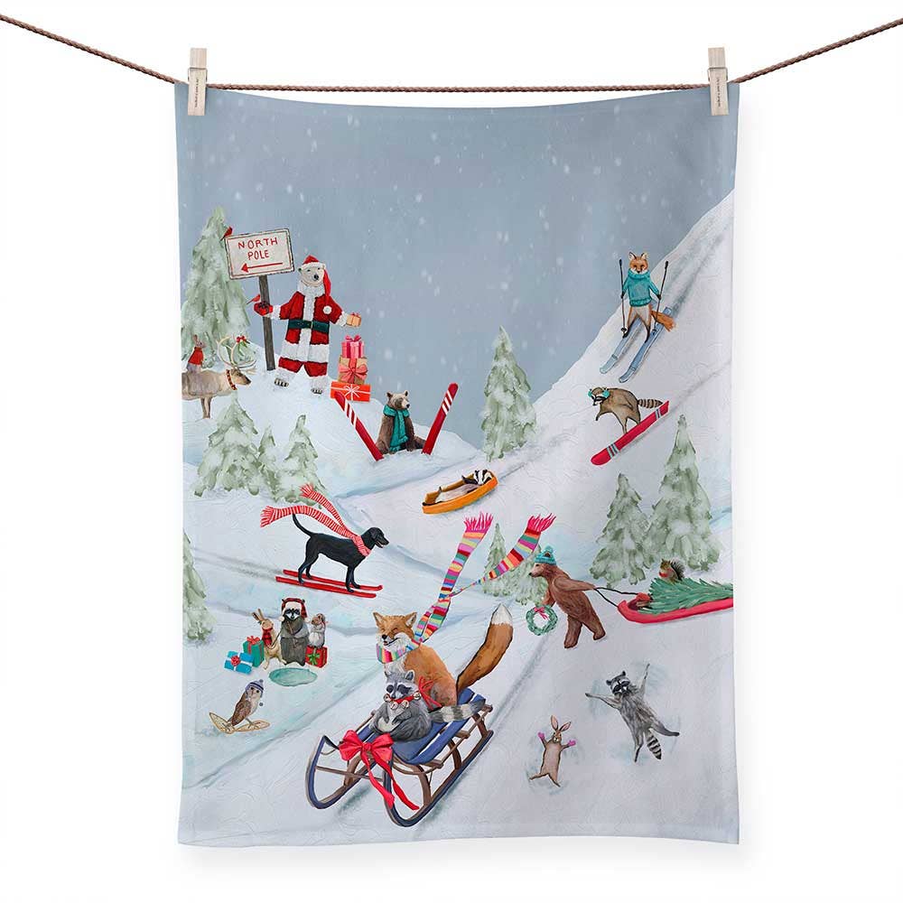 GreenBox Art - Holiday - Winter Fun For Everyone Cathy Walters Tea Towels
