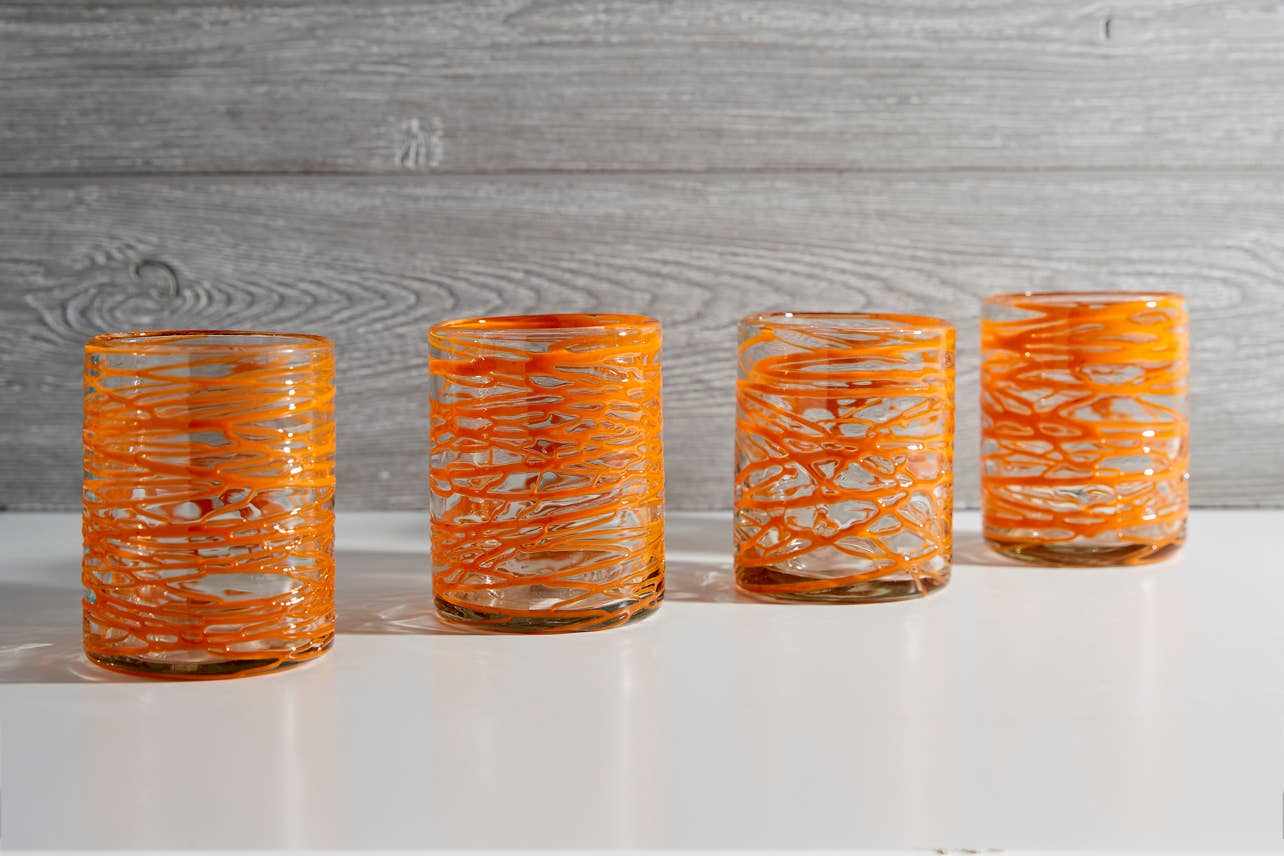Verve Culture - Mexican Handblown Glasses - Orange Swirl