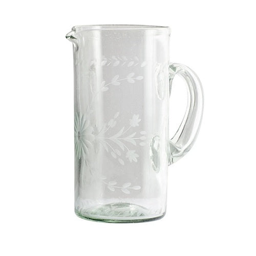 Clear Engraved Cylinder Pitcher