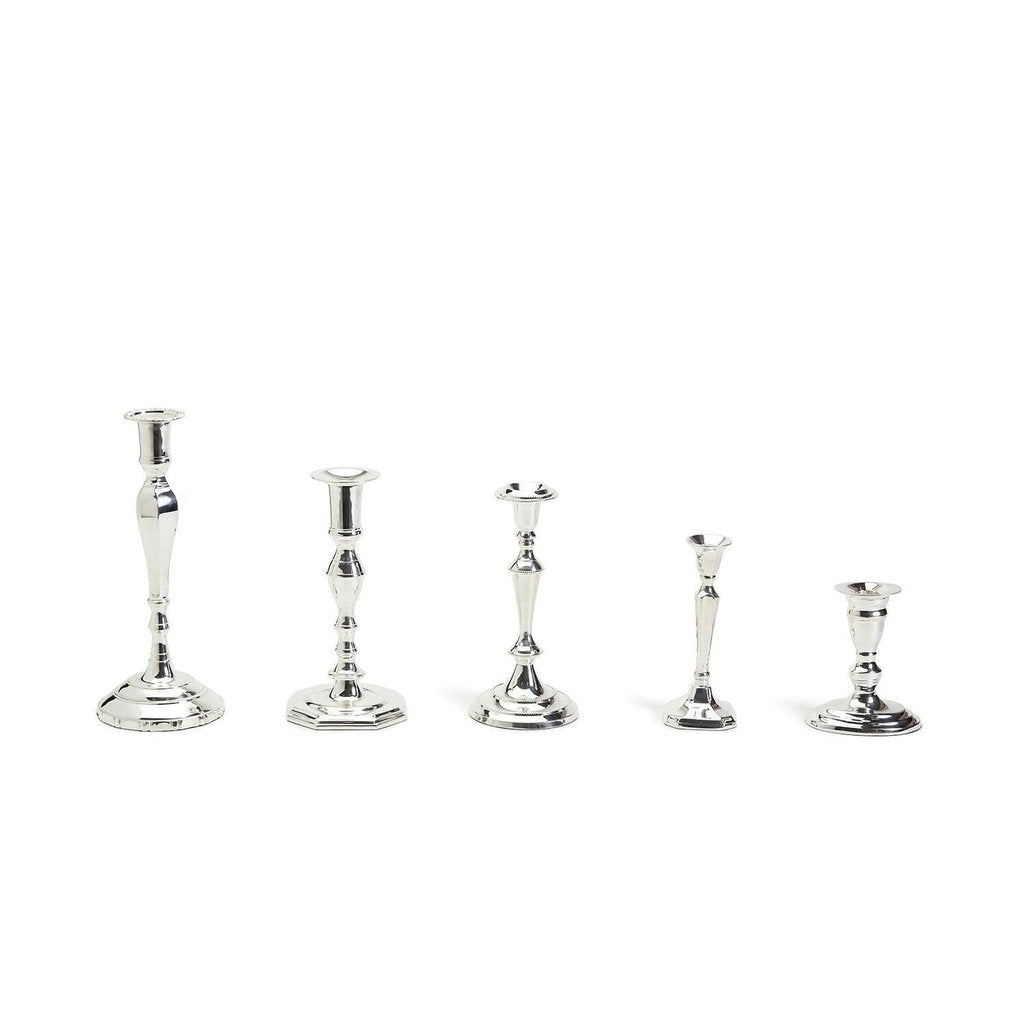 TWO'S COMPANY SILVER SOIREE CANDLESTICKS