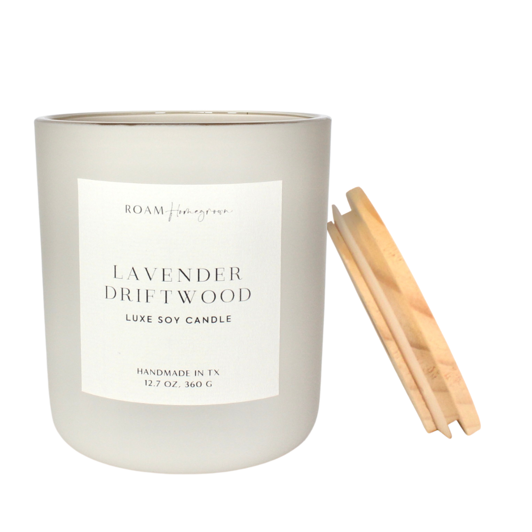 Lavender Driftwood Oversized Luxe Soy Candle, Cream