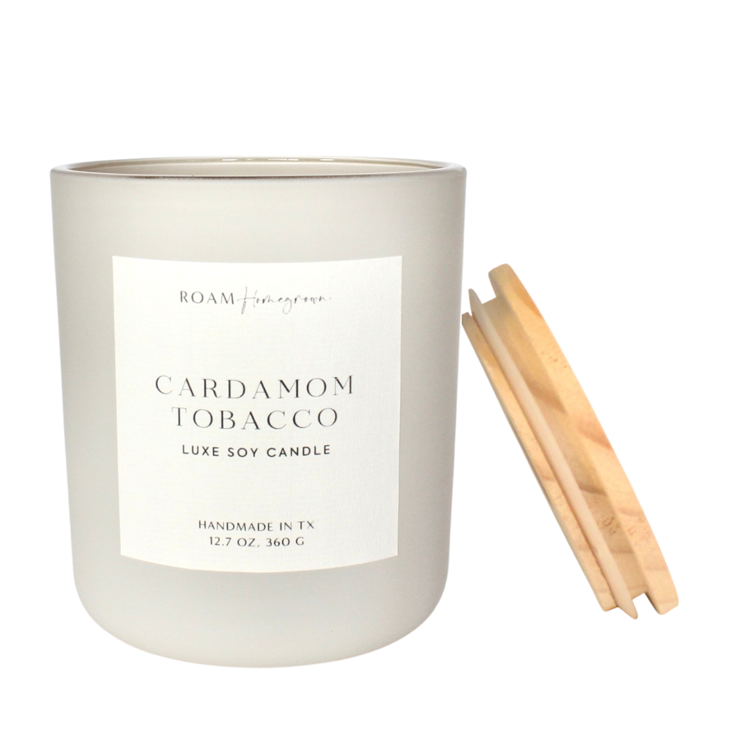 Cardamom Tobacco  Oversized Luxe Soy Candle, Cream