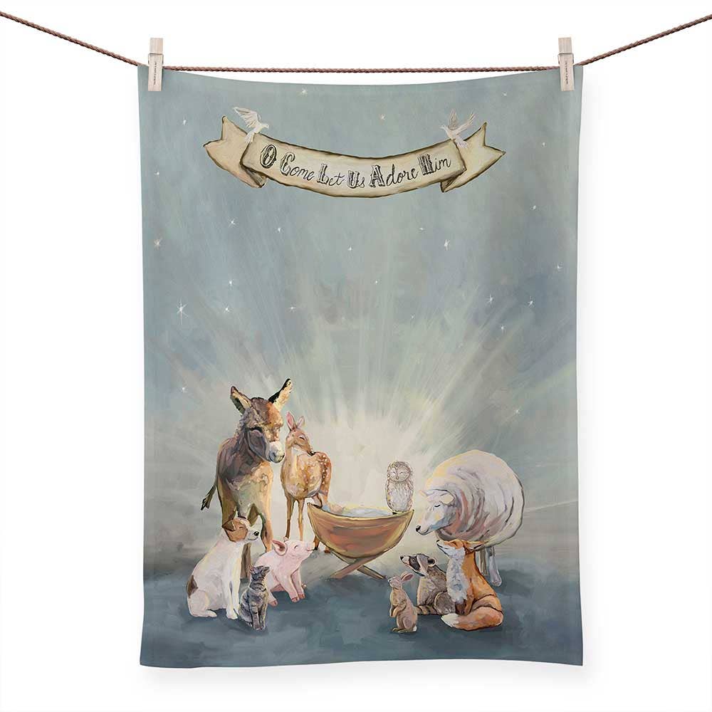 GreenBox Art - Holiday - O Come Let Us Adore Him Cathy Walters Tea Towels