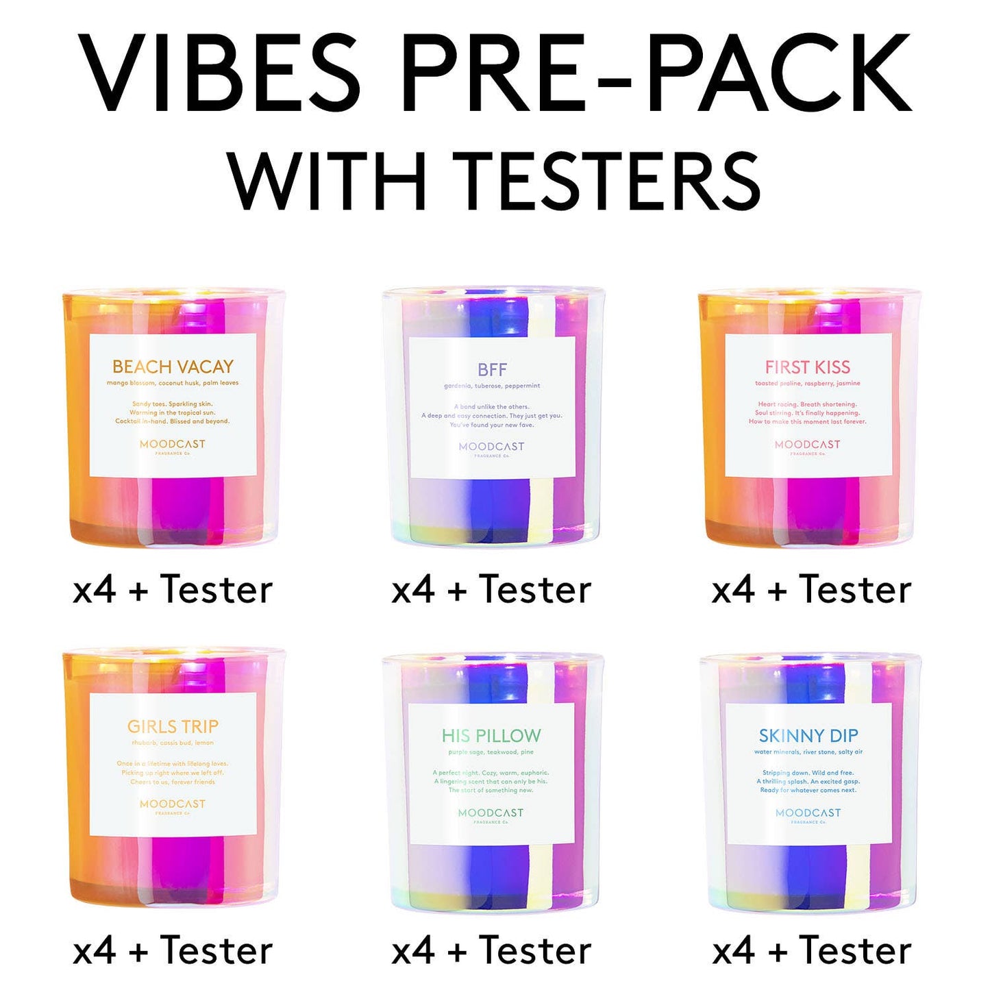 Moodcast Fragrance Co. - Vibes (Iridescent) Collection Candle Pre-Pack