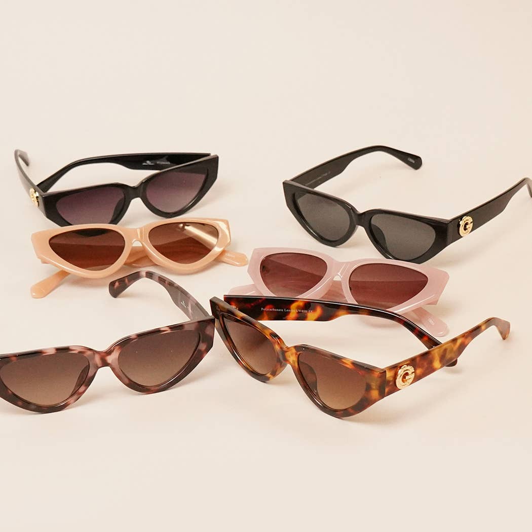 Fashion City - Retro Vintage Narrow Cat Eye Sunglasses for Women
