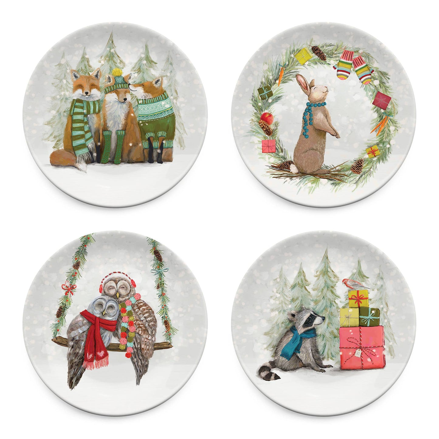 GreenBox Art - Holiday - Santa Claws - Set of 4 Assorted Designs Plates