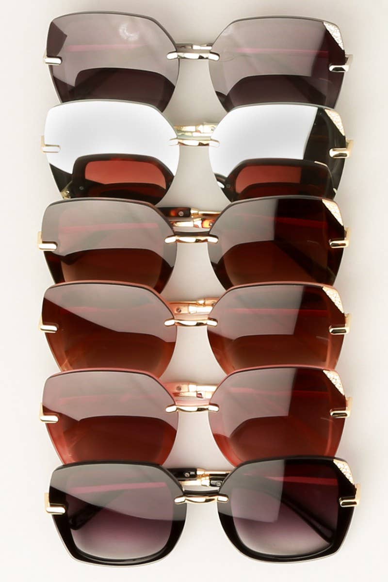 Fashion City - Women's Square Sunglasses with Rhinestone